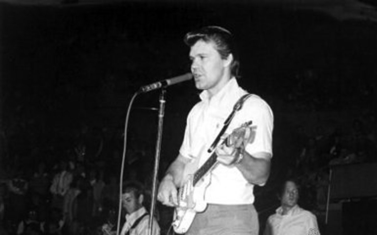Glen Campbell on stage as a Beach Boy