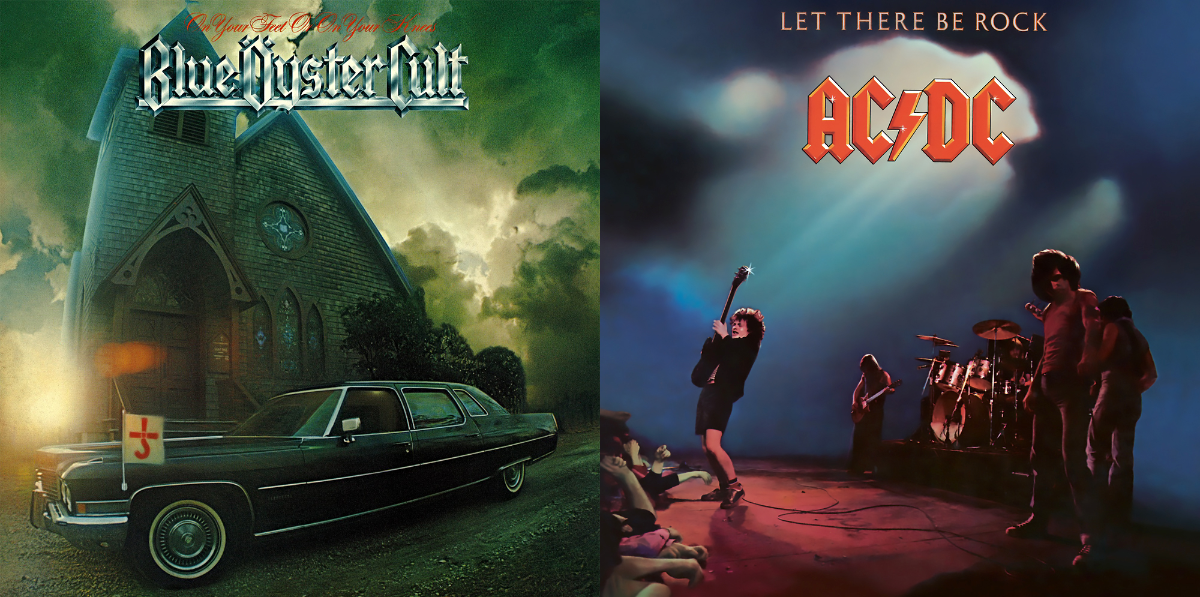 Left: On Your Feet or On Your Knees (1975). Right: Let There Be Rock (1977).