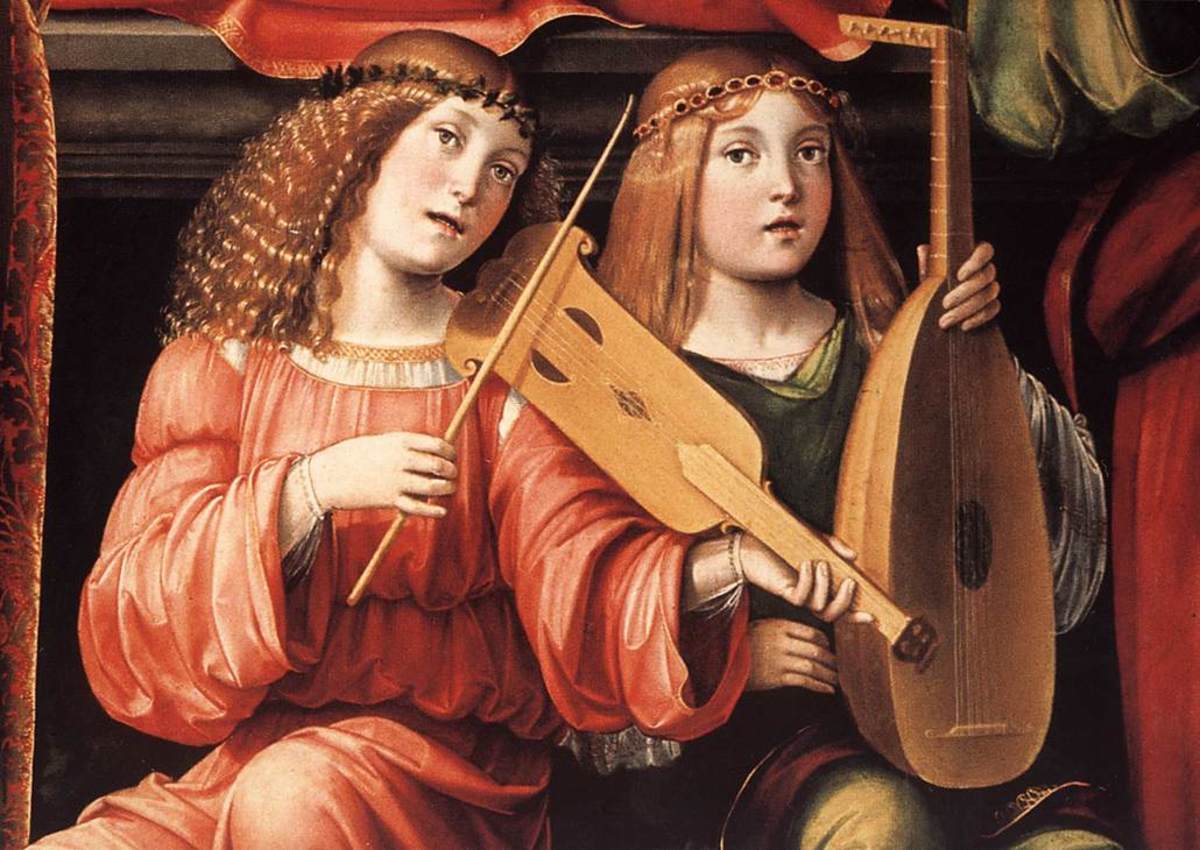 Madonna and Saints (a detail showing two musicians)