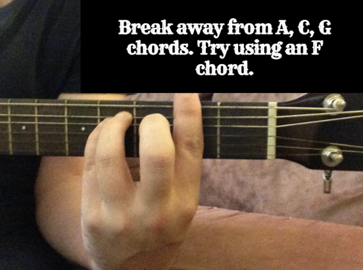 When we first learn guitar, it's common to use A, C, G chords, but don't be afraid to try bar chords too. 