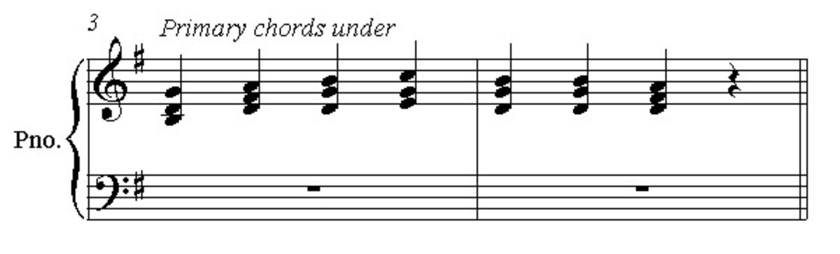 Fill in simple chords below the tune