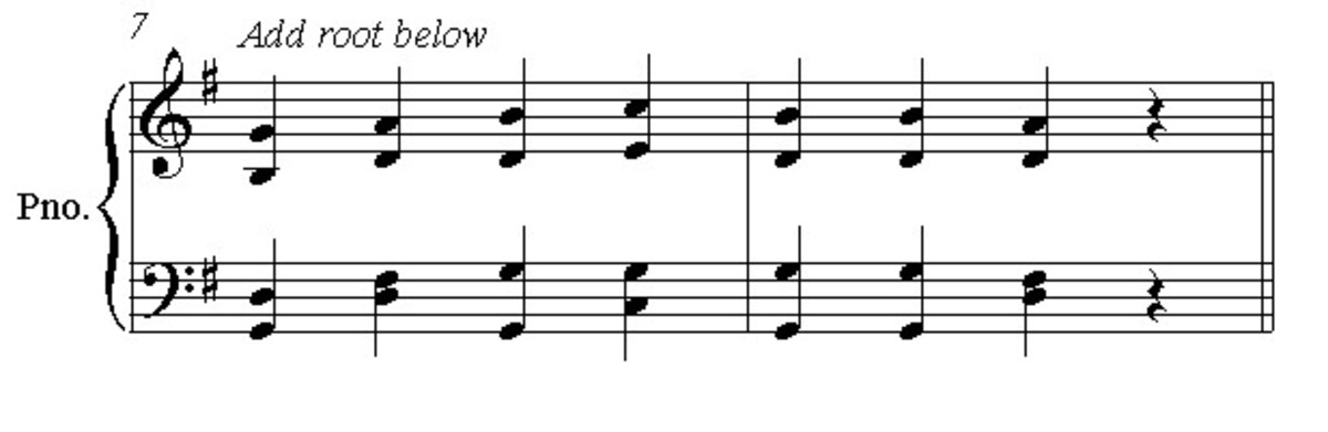 Add the root of the chord in the bass part