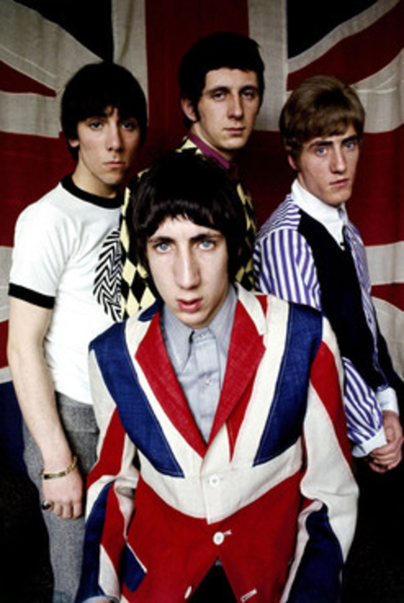 The Who in 1965: Keith Moon (left), Pete Townshend (front), John Entwistle (back), Roger Daltrey (right)