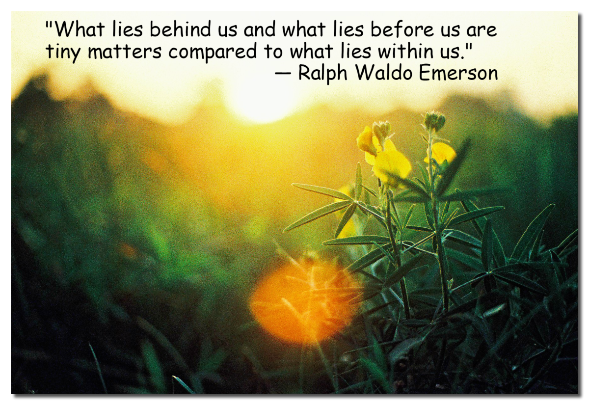 "What lies behind us and what lies before us are tiny matters compared to what lies within us." - Ralph Waldo Emerson, American writer