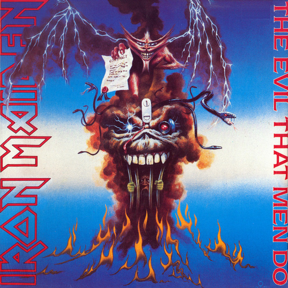 Iron Maiden "The Evil That Men Do" EMI 12EMS 6412" Vinyl Single UK Pressing (1988) Cover Art by Derek Riggs