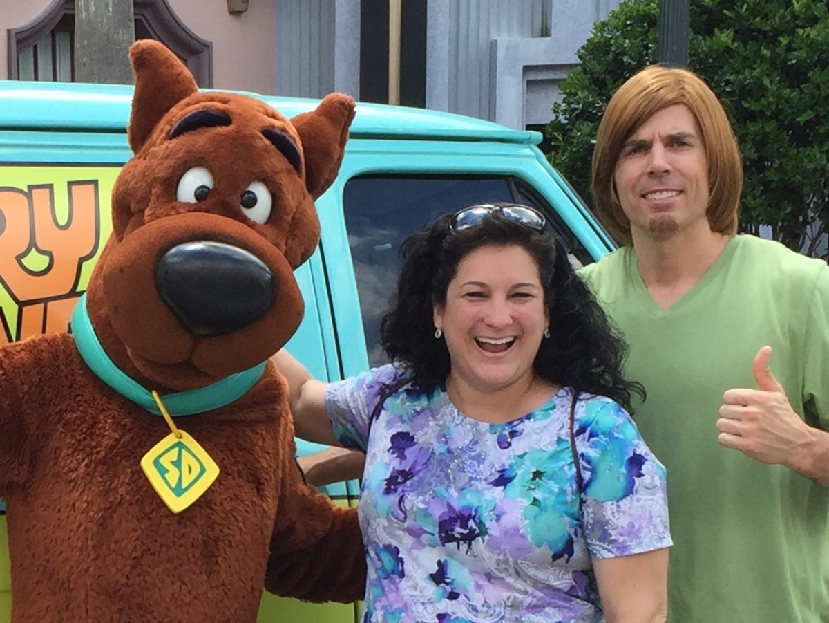 Zoinks! In 2015, I met my childhood cartoon favorites, Scooby-Doo and Shaggy, at Universal in Orlando, Florida.  We shared a Scooby snack and some laughs.