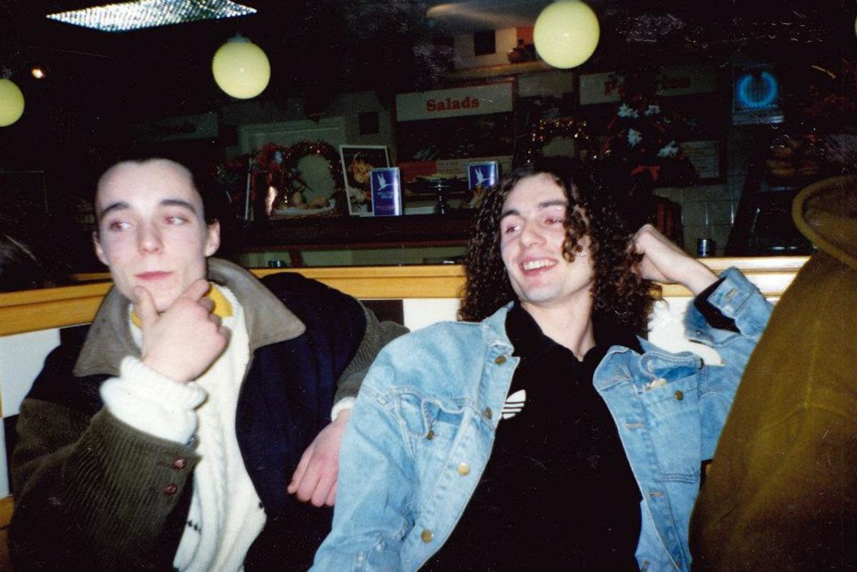 Paul (left) and Tom at Charnock Richard services (Christmas 1990)