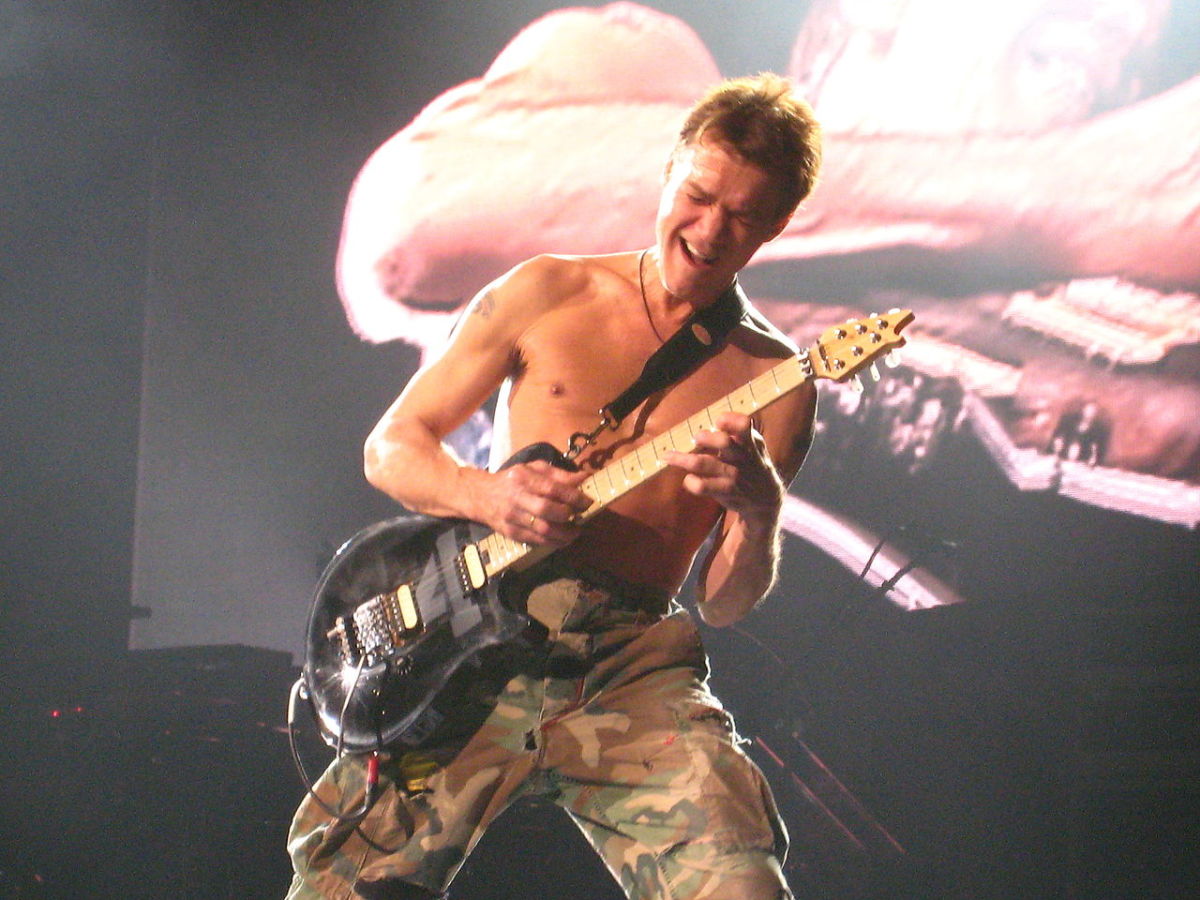 Eddie Van Halen and his signature Wolfgang guitar.