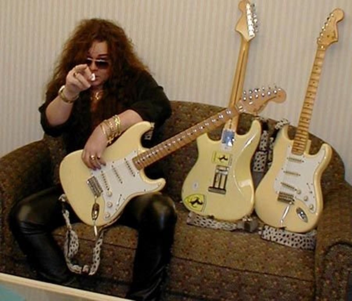 Yngwie Malmsteen with some of his Fender Strats