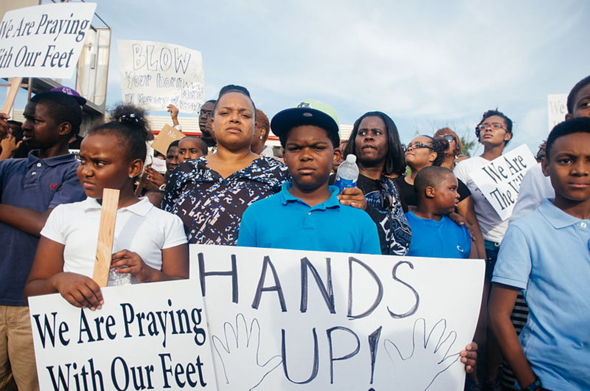 Black Lives Matter protesters in Ferguson, Missouri.