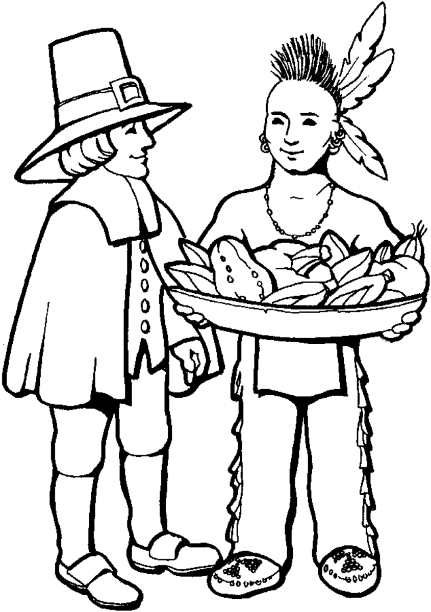 Pilgrim and Indian Man Printable
