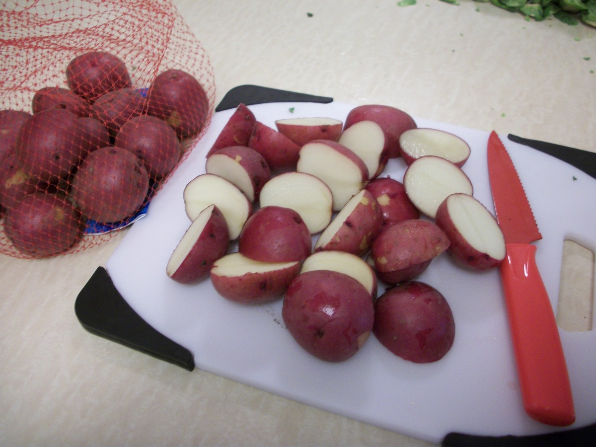 Cut up enough of the small red potatoes for your group.