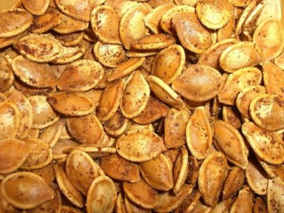 Roasted pumpkin seeds.