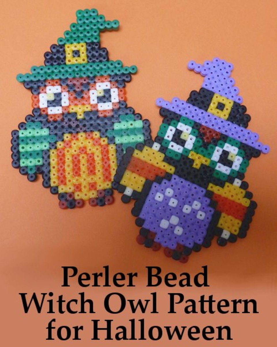 Make a Perler bead witch owl design for Halloween.