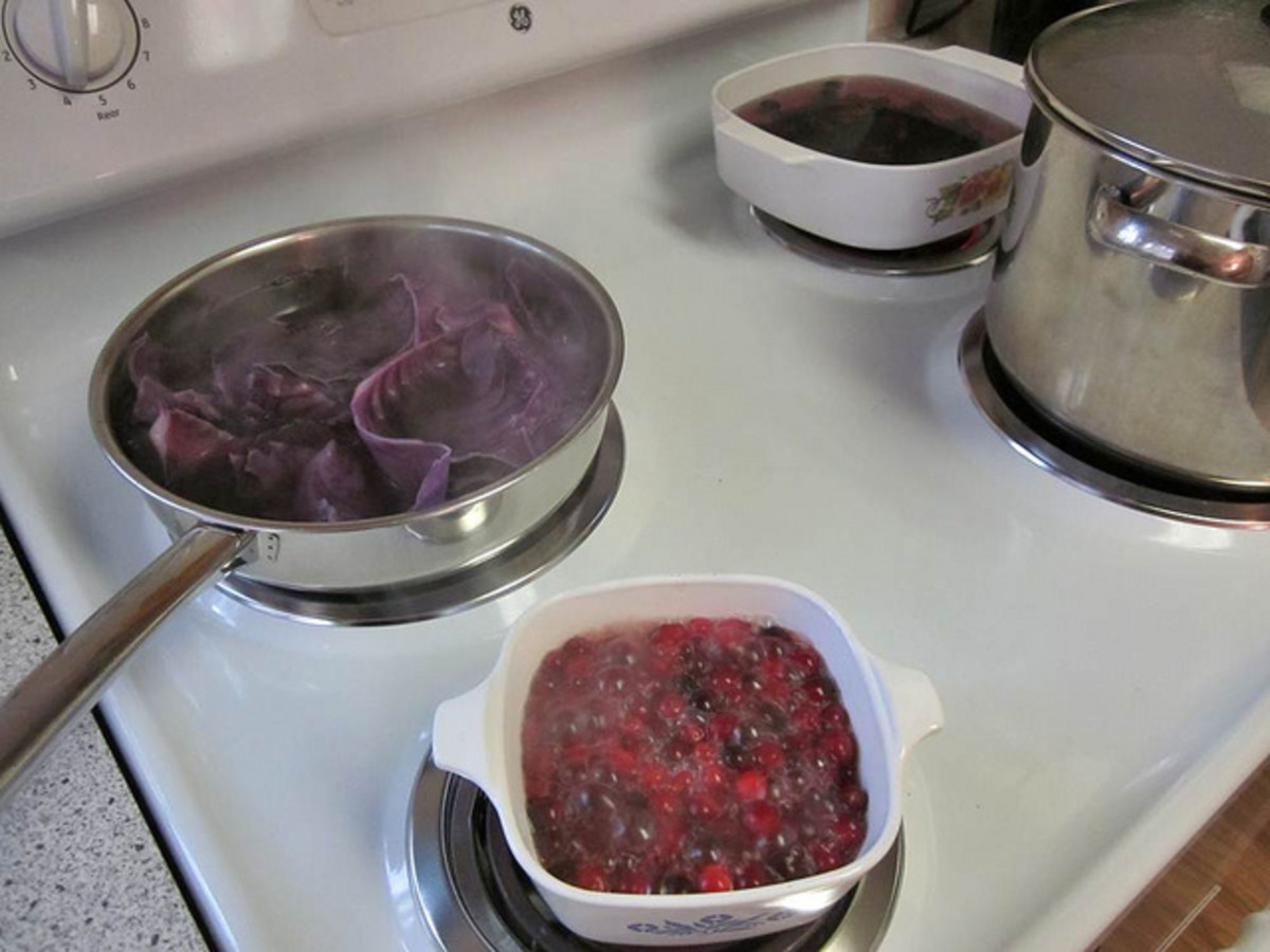 Preparing natural Easter egg dyes is relatively easy, using your stove, water, and various pots.