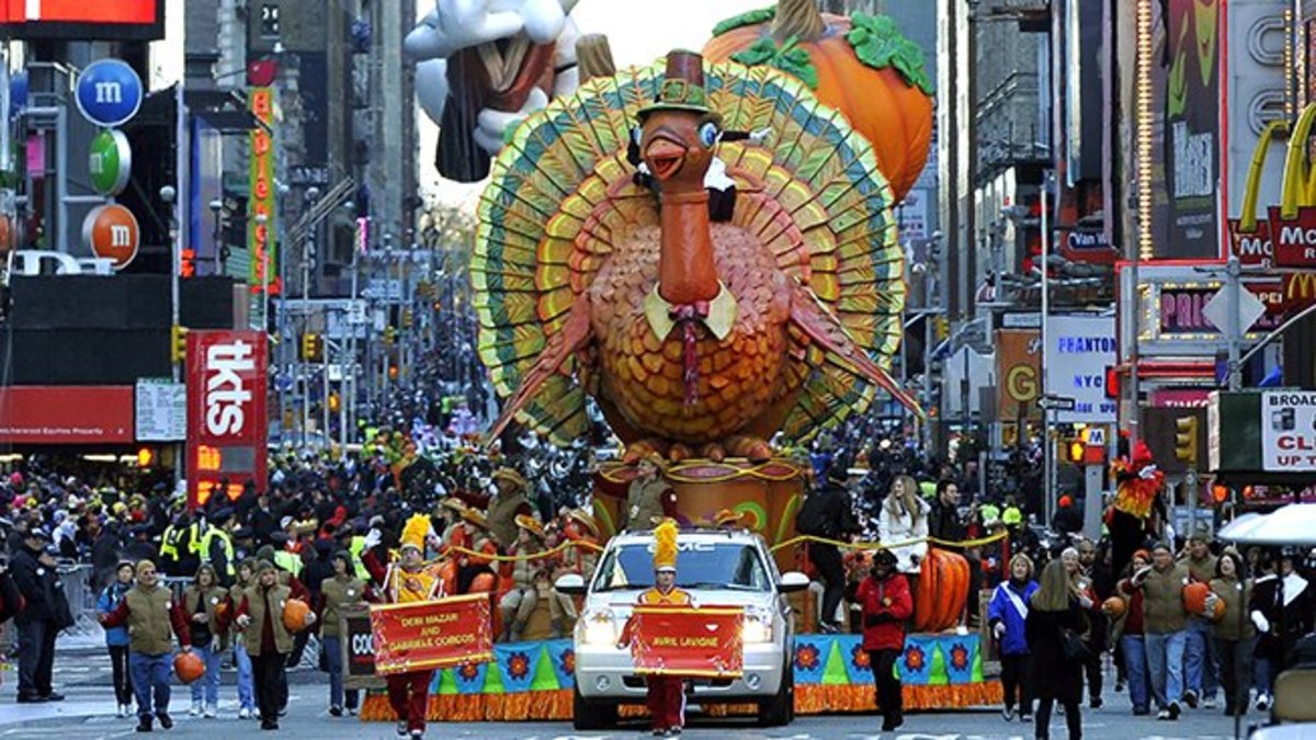 This turkey is one of many oversized floats that ambles down New York's streets at the famous Macy's Thanksgiving Parade. 