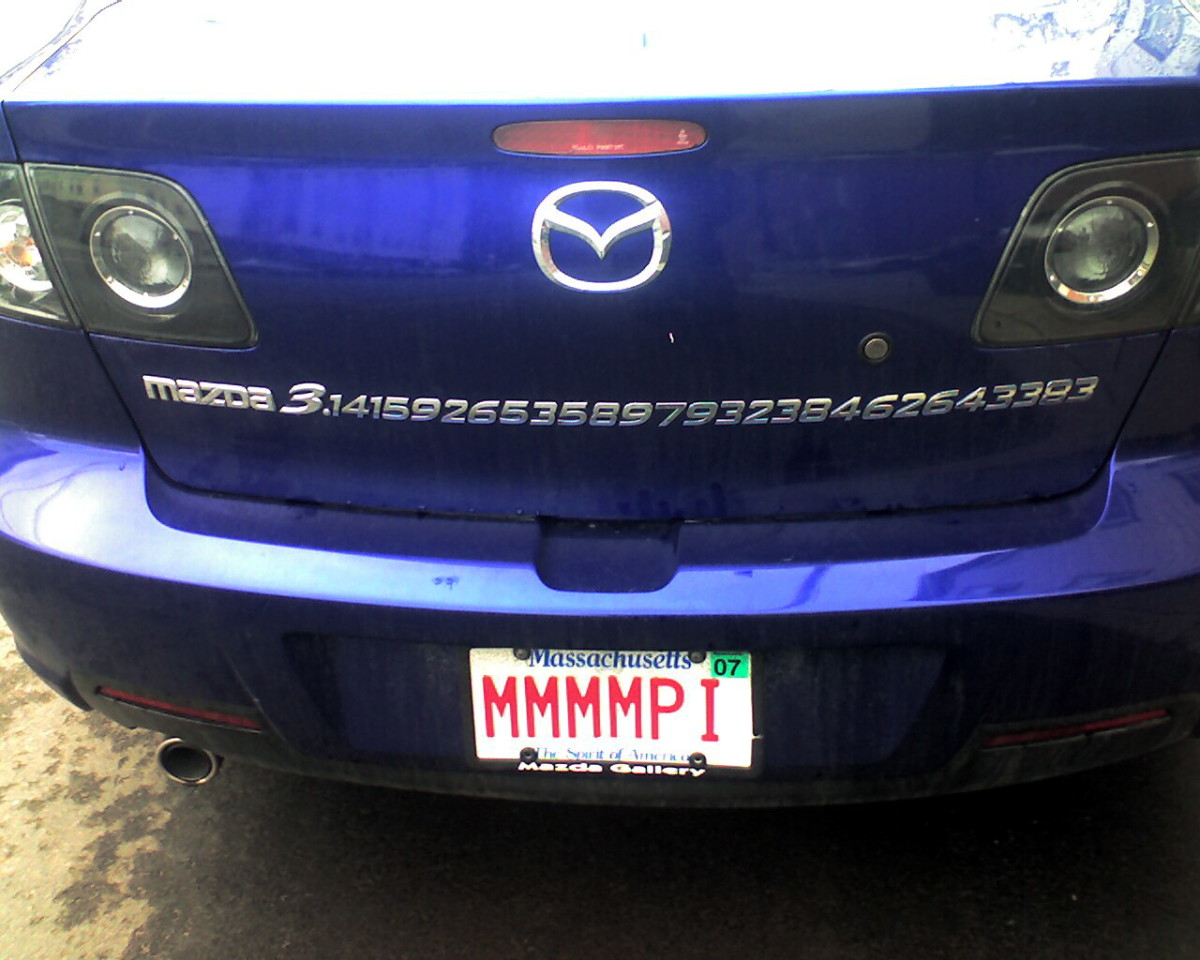 Don't hide your love of math. Be enthusiastic. Show your love of math. This driver broadcasts his or her love of math on a license plate.