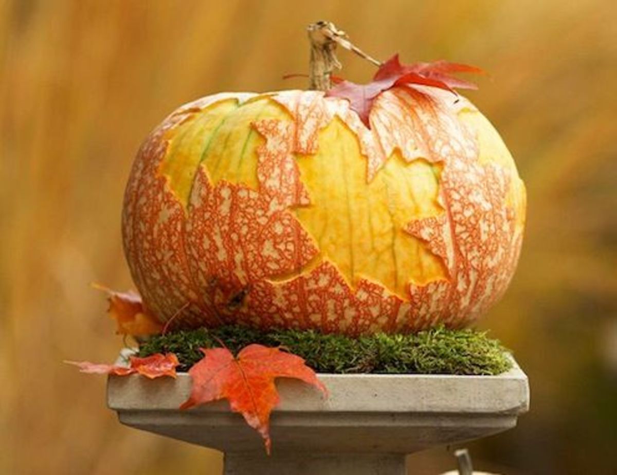 Leaf carving pumpkin