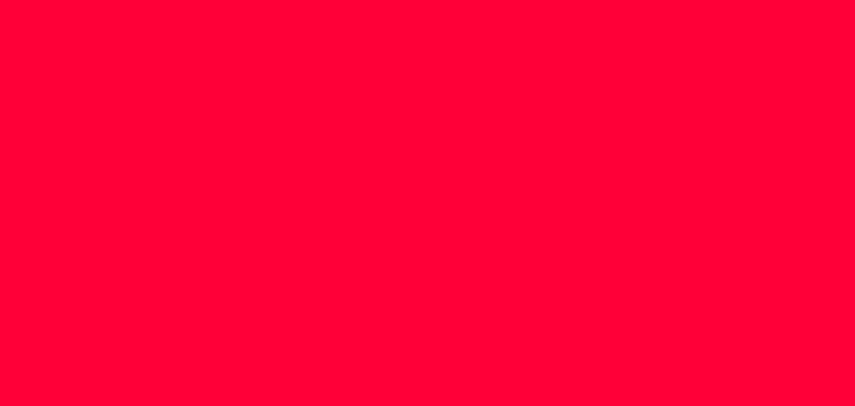 Carmine-red 100% (R) : 0% (G) : 22% (B)