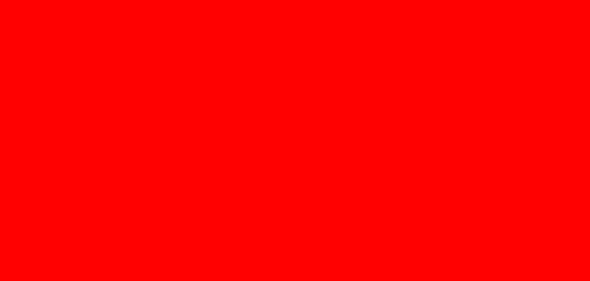 Pure bright red 100% (R) : 0% (G) : 0% (B)