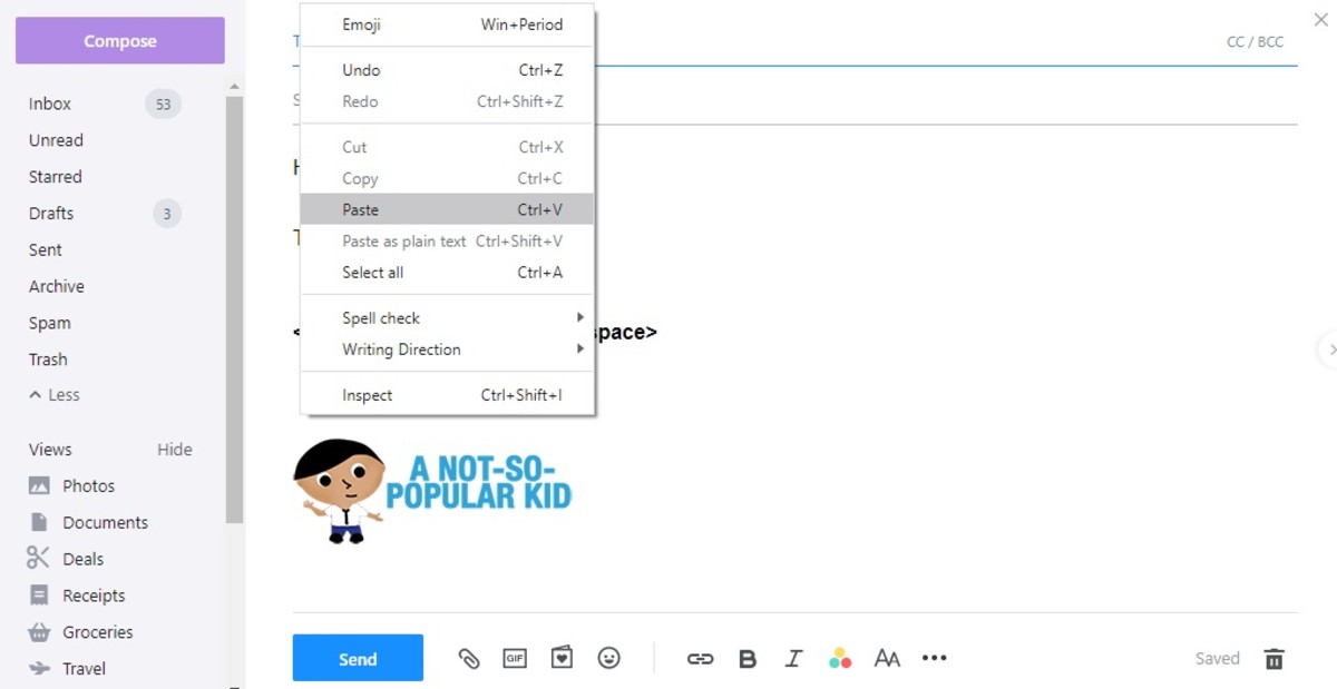 Manually paste the image you want to include in your signature, which you will have to do every time you write new emails
