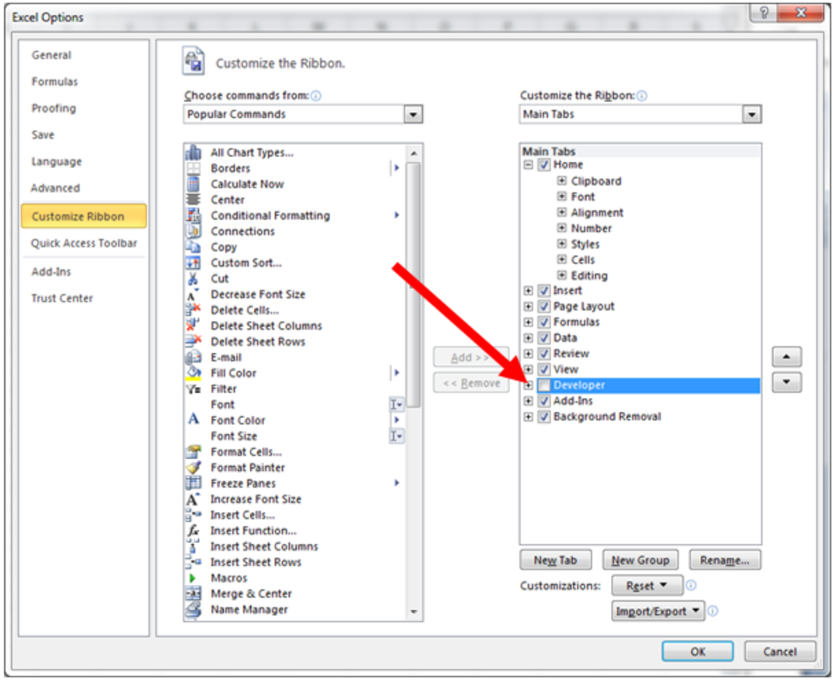 how to display the developer tab excel 2007