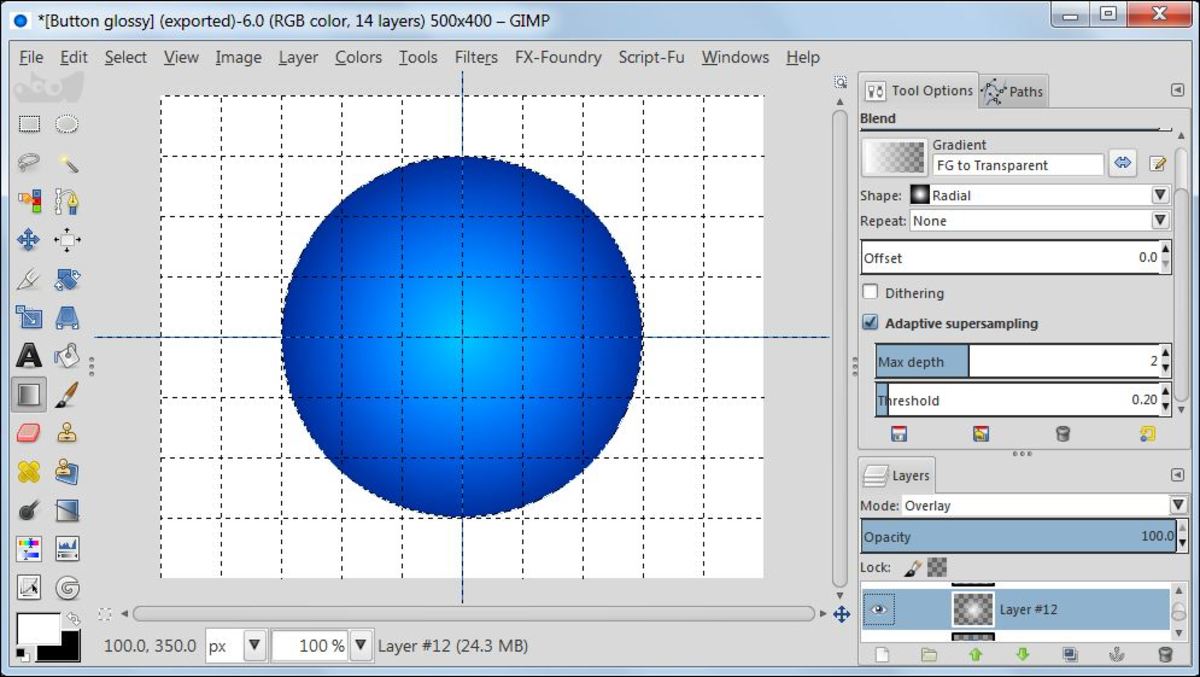 Fig. 5  Creating glossy web button in GIMP 2.8 