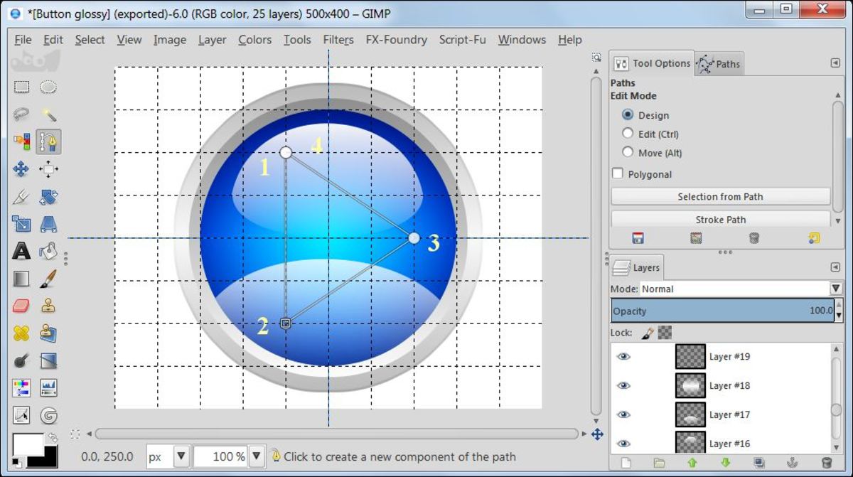 Fig. 15 Creating glossy web button in GIMP 2.8 
