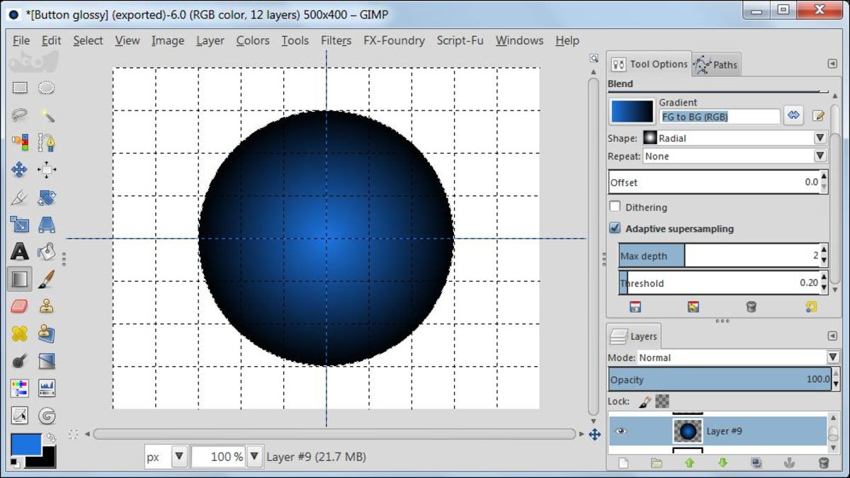 Fig. 2  Creating glossy web button in GIMP 2.8 