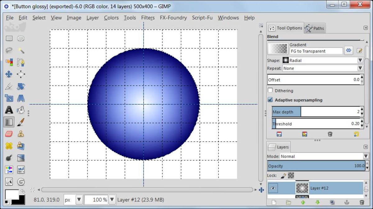 Fig. 4  Creating glossy web button in GIMP 2.8 