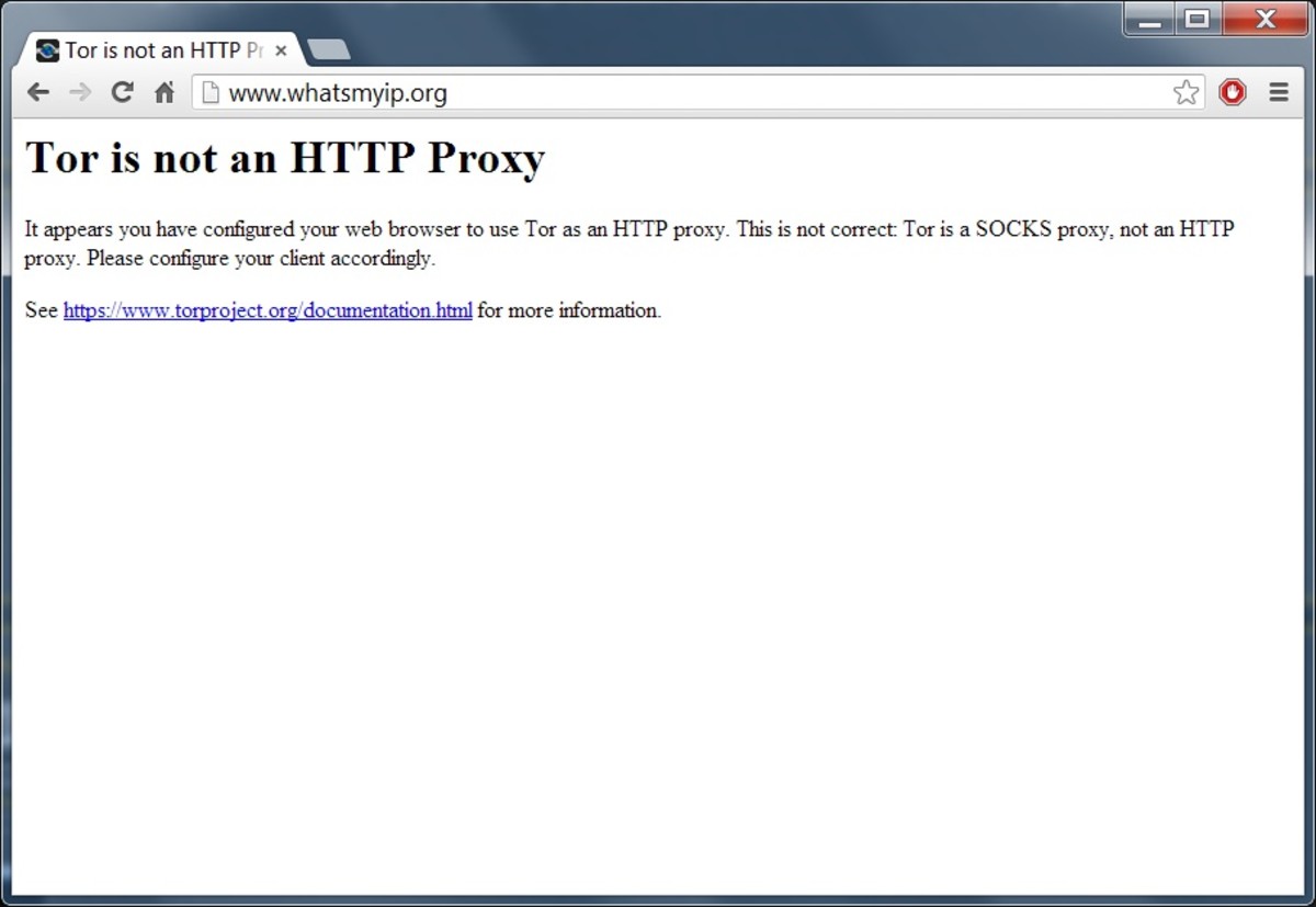 Tor is not an HTTP proxy error message.