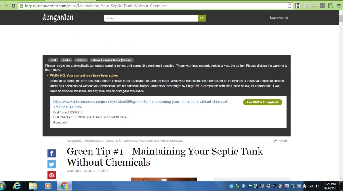 Green Tip #1 information regarding URL to stolen article