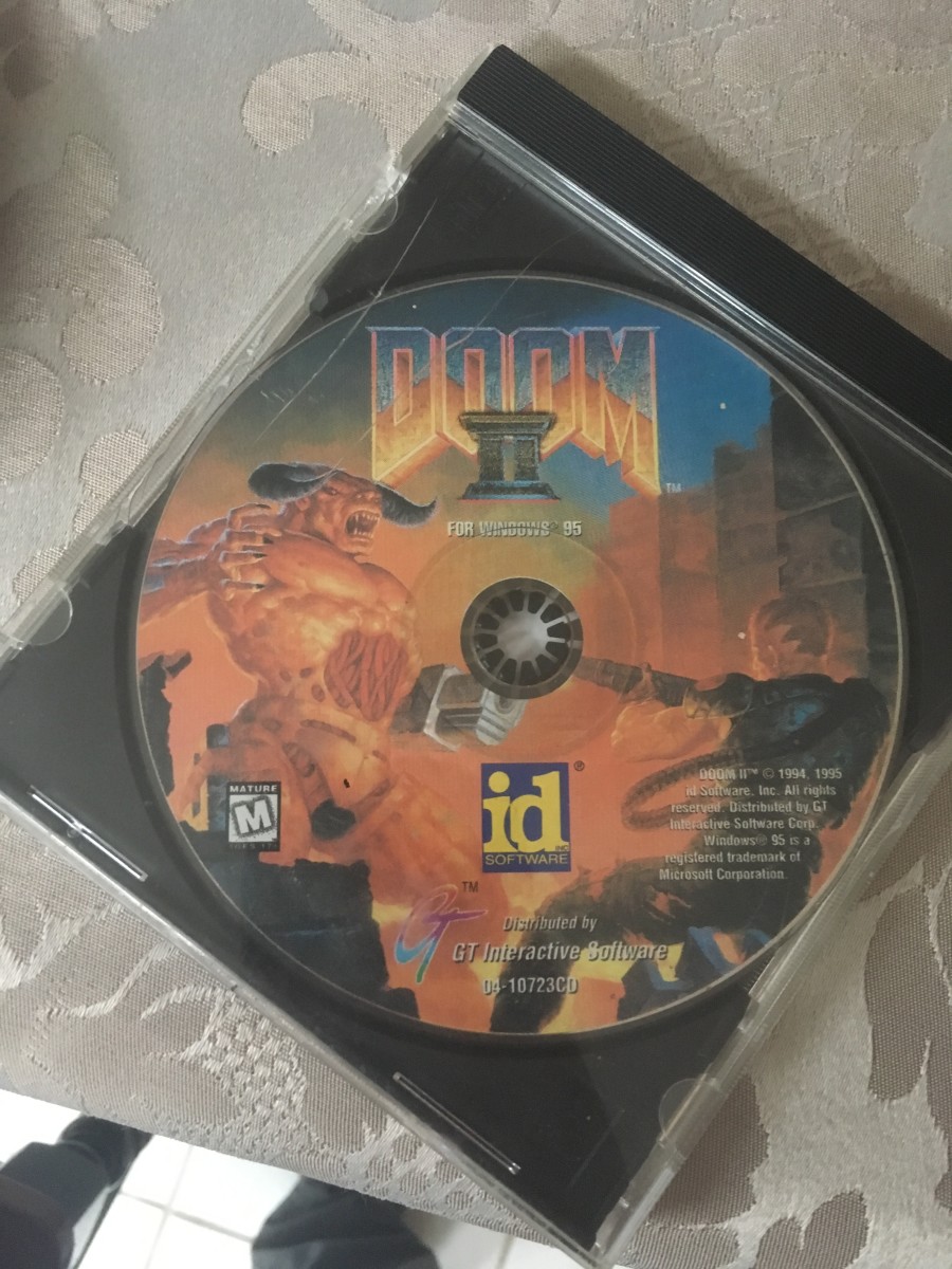 This is my personal copy of DOOM II for windows 95, Note the ESRB rating in the bottom left corner with the letter M for Mature