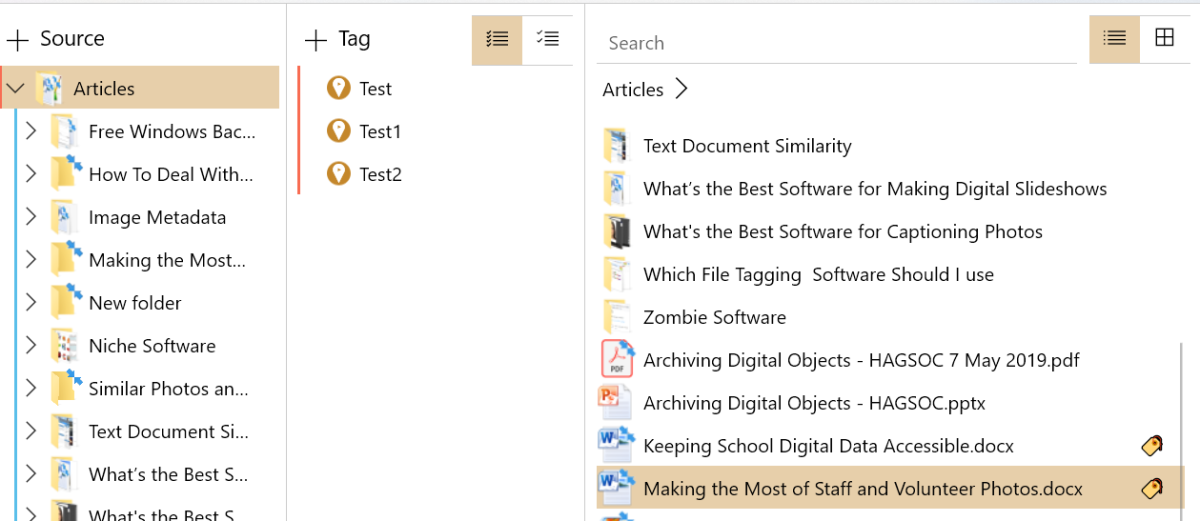 Ritt screen showing tagged files
