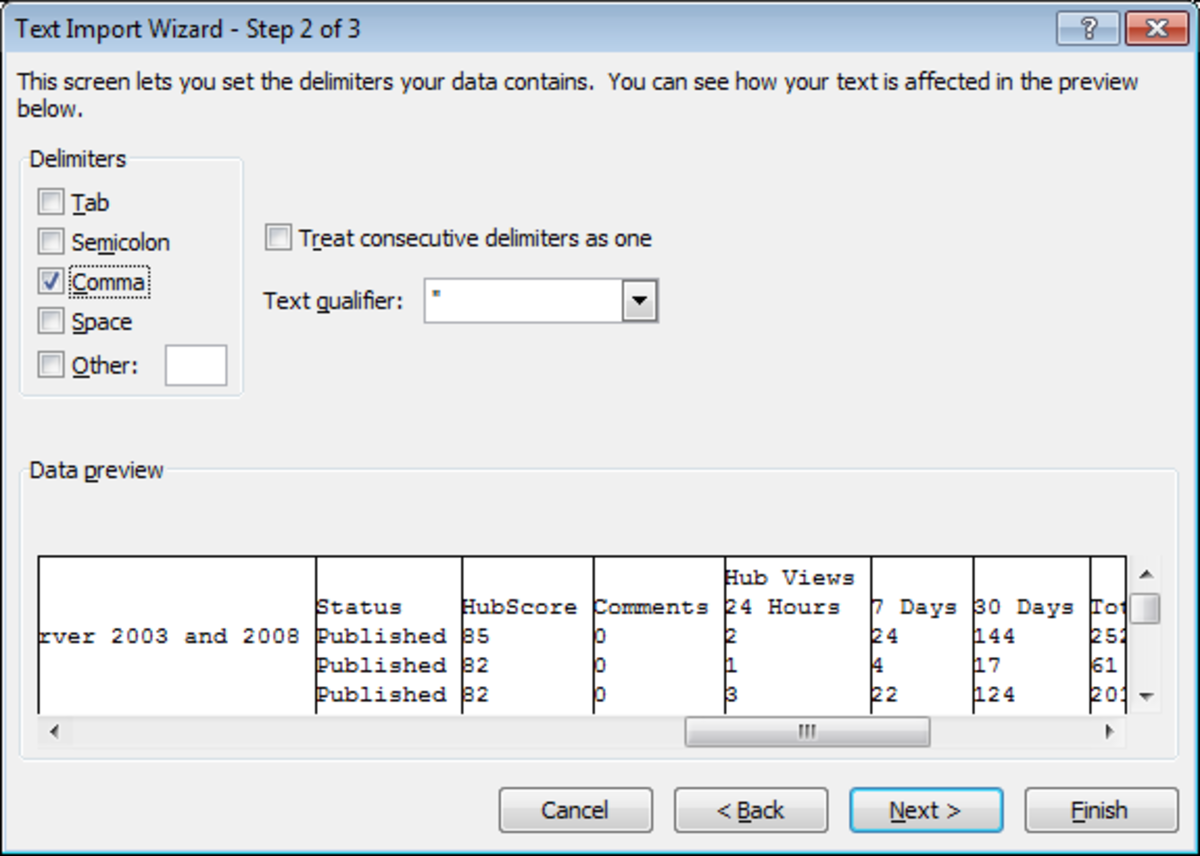 excel text import wizard delimiter carriage return