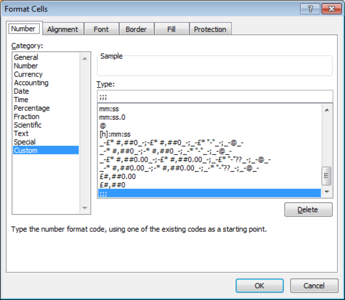 How to use Custom Formatting to hide the contents of a cell in Excel 2007 and Excel 2010.