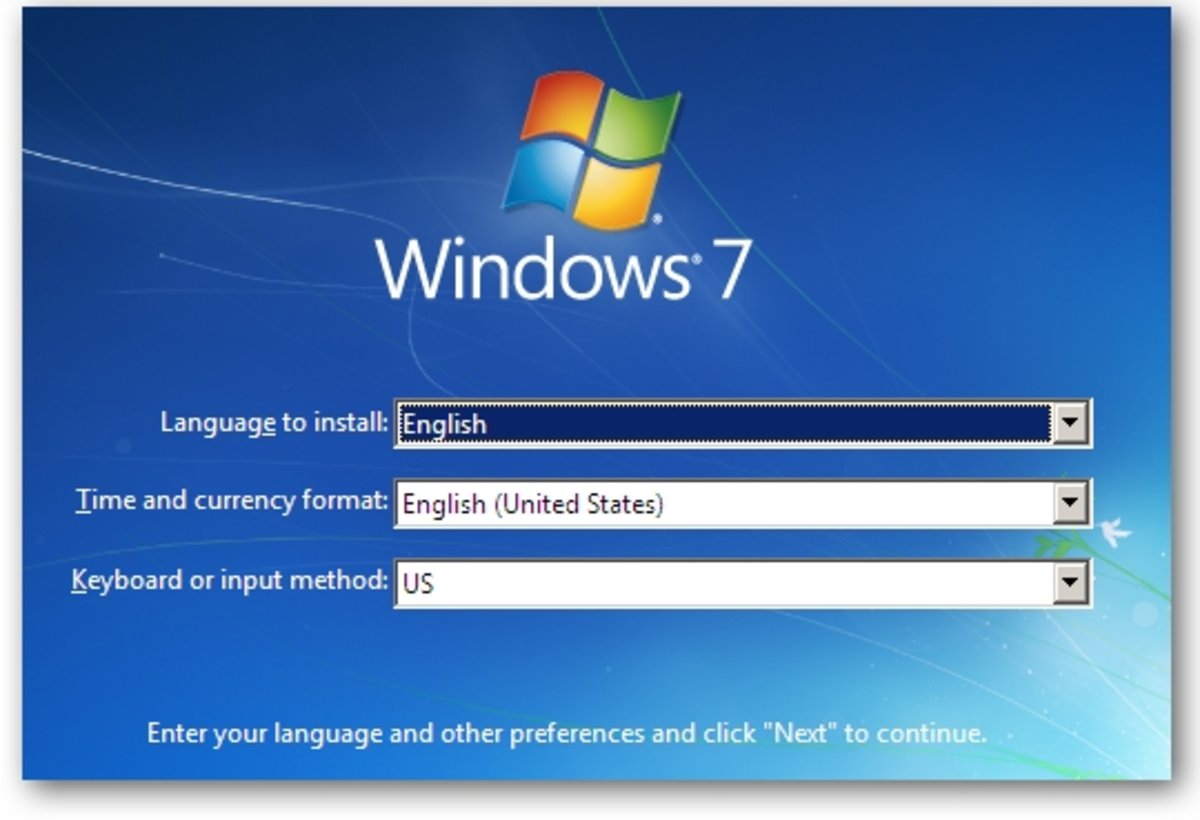 Windows 7 install screen