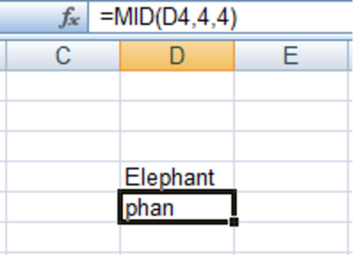 A completed formula in Excel 2007 or Excel 2010 created using the Function Library.