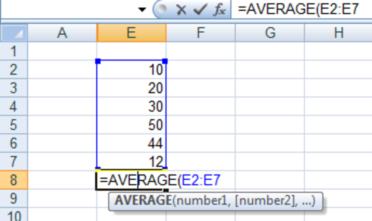 How to use the AVERAGE function in a formula in Excel 2007 and Excel 2010.