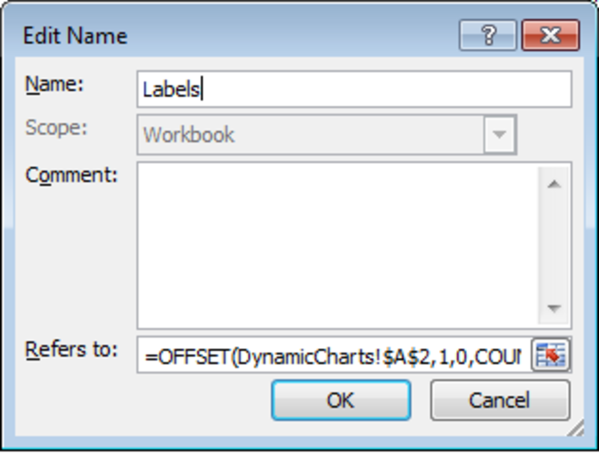 Creating a second Defined Name range in Excel 2007 and Excel 2010.