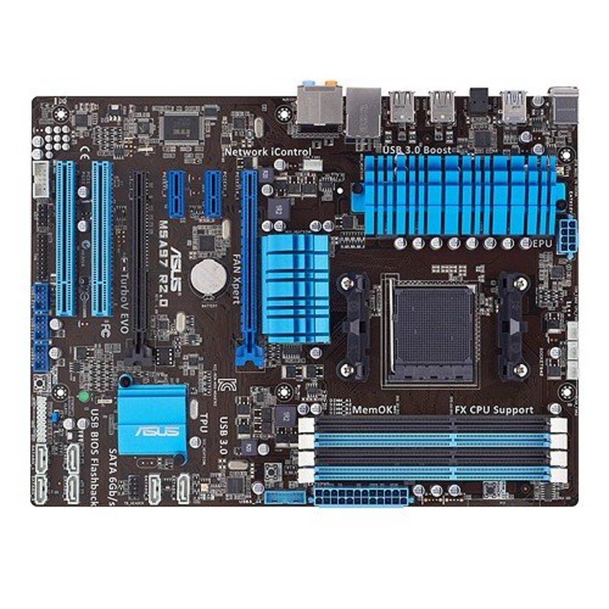 A solid alternative to the Gigabyte board above is the Asus M5A97 which features Asus' Energy Processing Unit and TurboV processing unit. It's also a solid option if you're building a Home Theater Gaming PC with PC Remote GO!