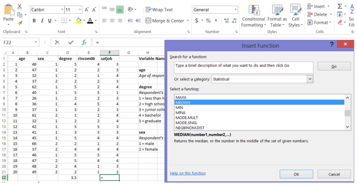 Finding The Mean Median And Mode In Microsoft Excel Hubpages 3302