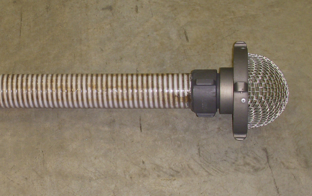 Hard suction line used to suck water out of rivers, lakes, and swimming pools.