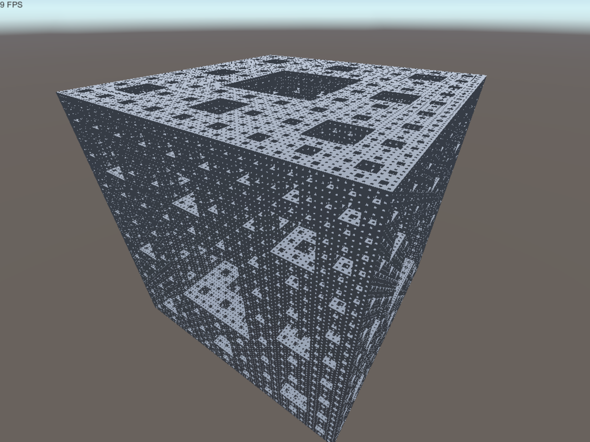 Level five Menger sponge displaying 3.2 million voxels.