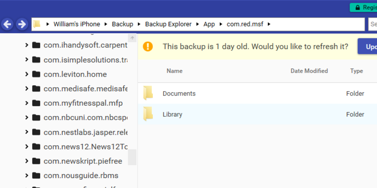 Double-click "Library" to see the files.