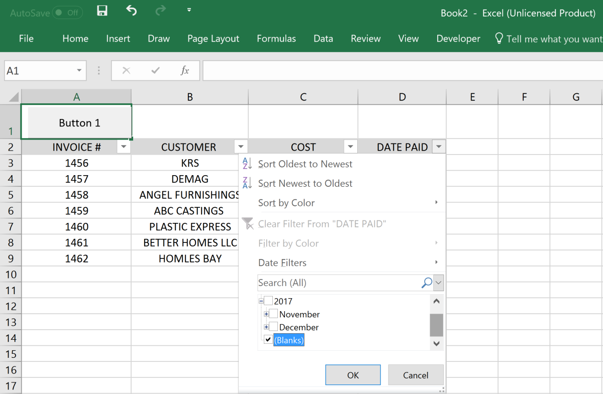 excel for mac autofilter