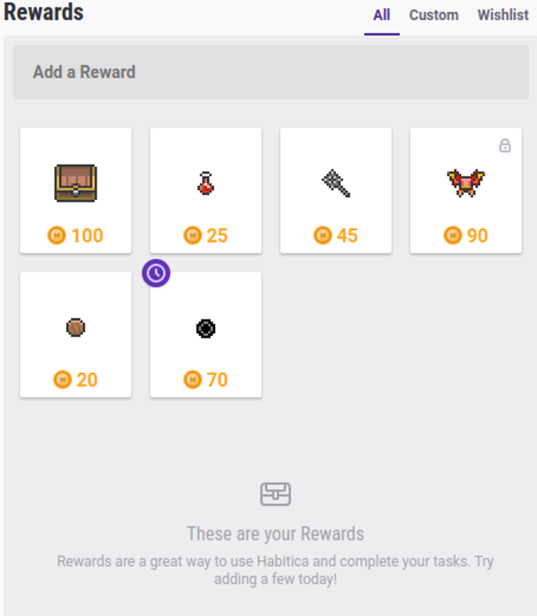 These are the items you can buy as rewards.