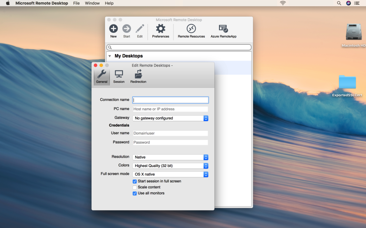 microsoft remote desktop connection client for mac gateway