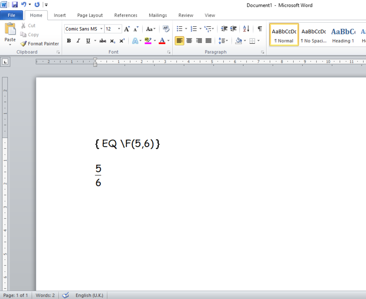 big fractions in microsoft word