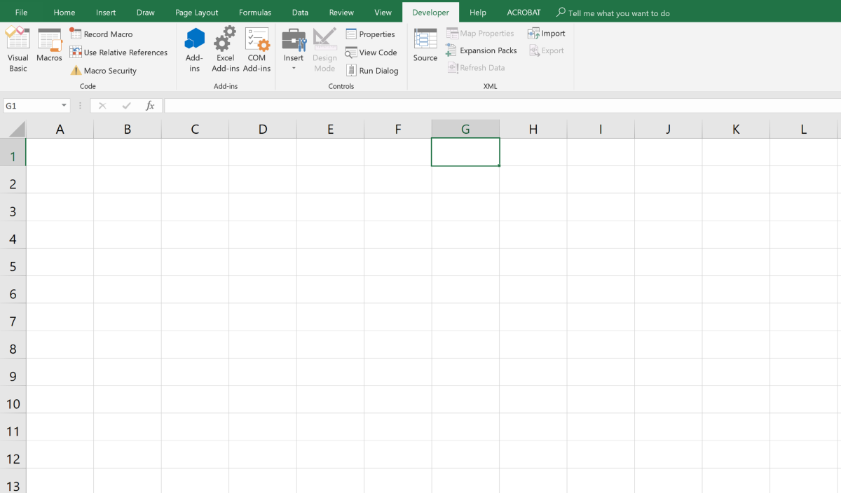 The illustration show a selected developer tab selected in Excel. The developer tab option should be added to the Excel before attempting to add a spin button.  